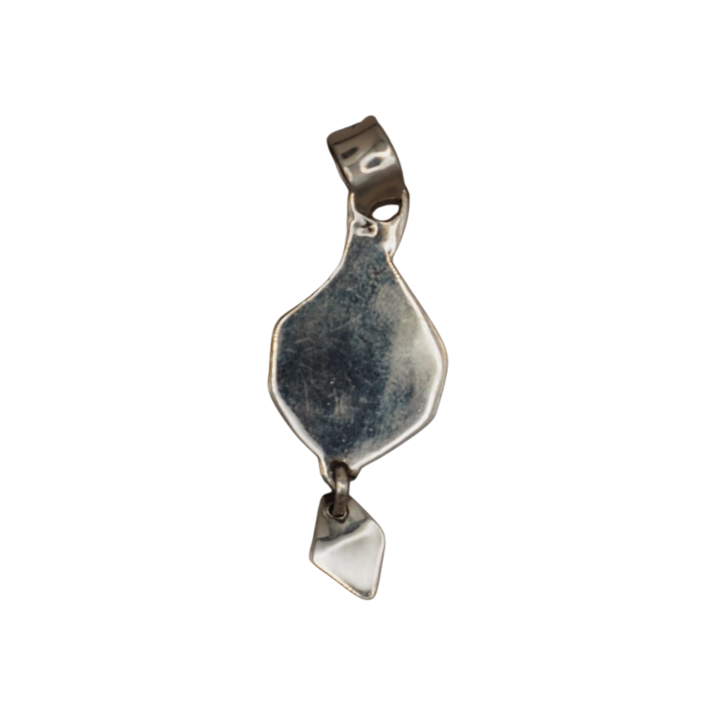 Vintage Southwestern sterling silver green turquoise cluster dangle pendant with articulated triangular drop