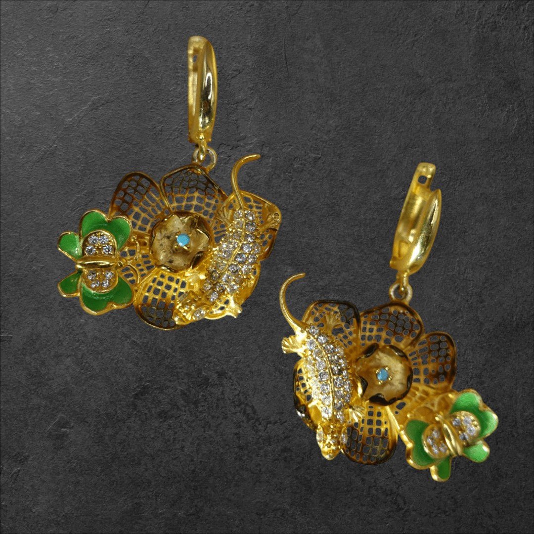 Golden Filigree Flower Earrings Earrings - GlamGram NYC