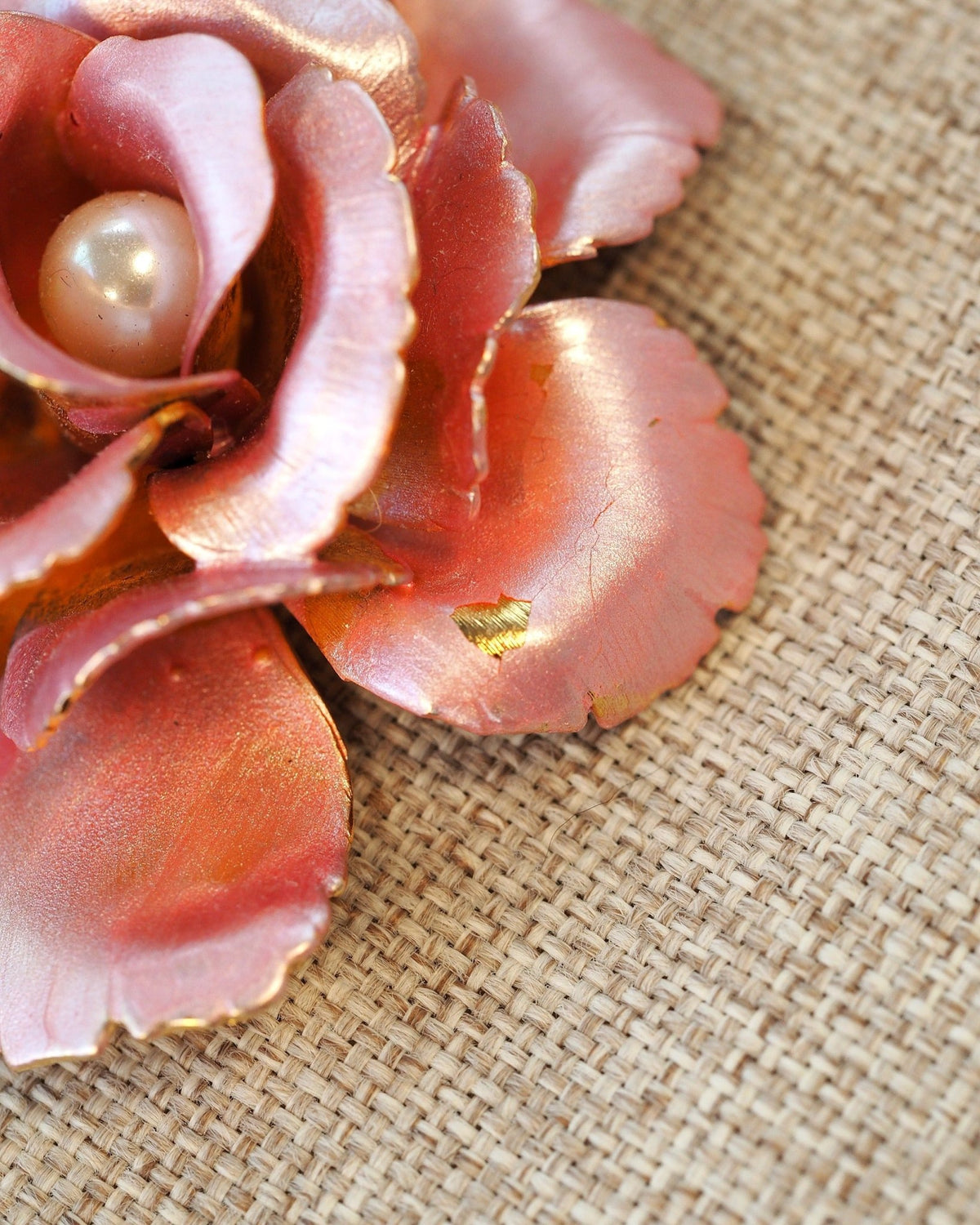 Vintage Pink Rose Brooch, Enamel Flower with Faux Pearl Center, Gold Tone Cottagecore Pin, Romantic Coquette Gift for Her Brooch - GlamGram NYC