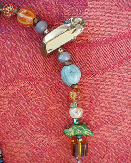 Japanese glass seed beads and multicolor beads close-up