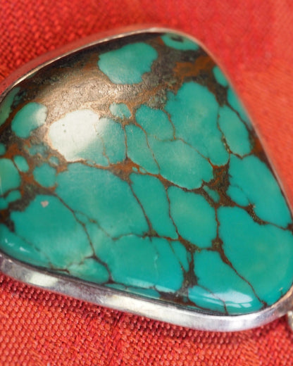 Close-up of blue stone surface showing bronze-to-brown matrix webbing and high polish