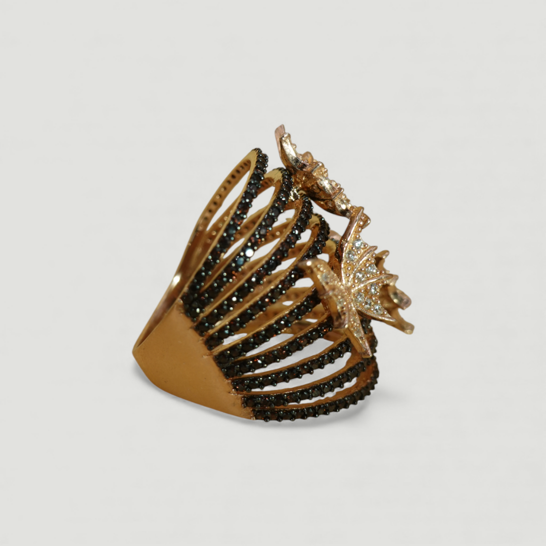 Smoky Swarovski Butterfly Statement Ring