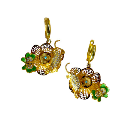 Sterling Silver Gold Vermeil Filigree Flower Statement Earrings