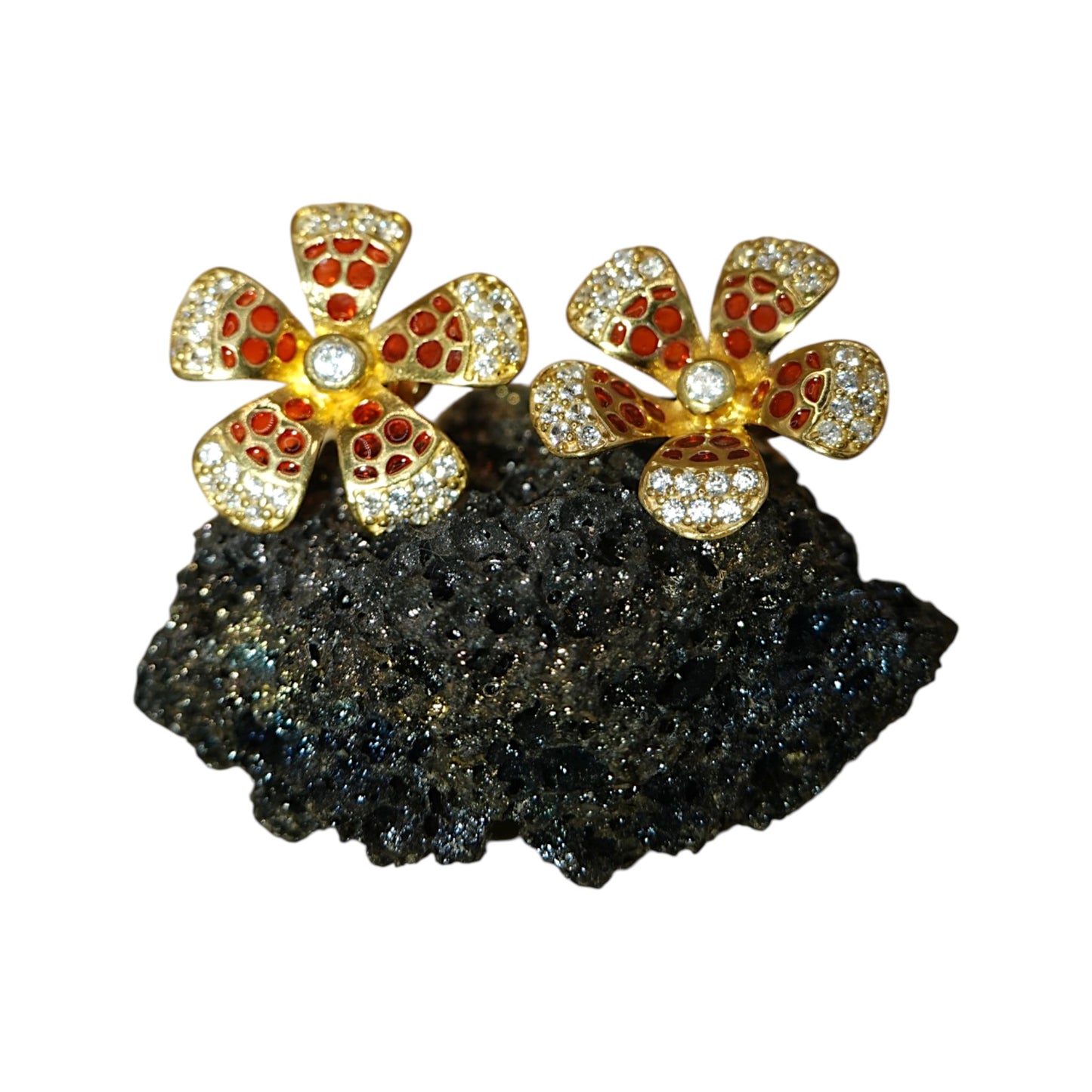 Sterling Artisan Ember Pavé Blossom Earrings