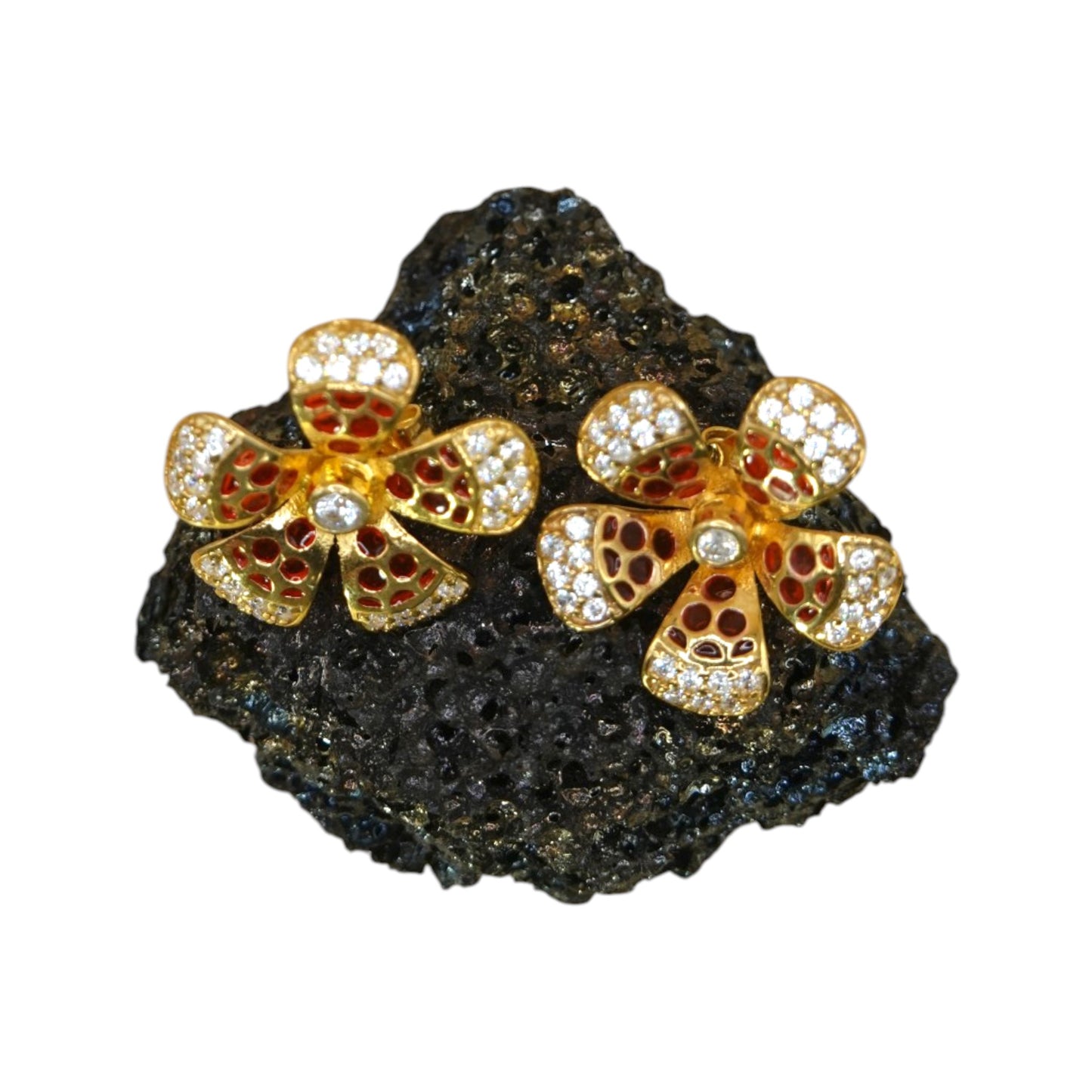 Sterling Artisan Ember Pavé Blossom Earrings