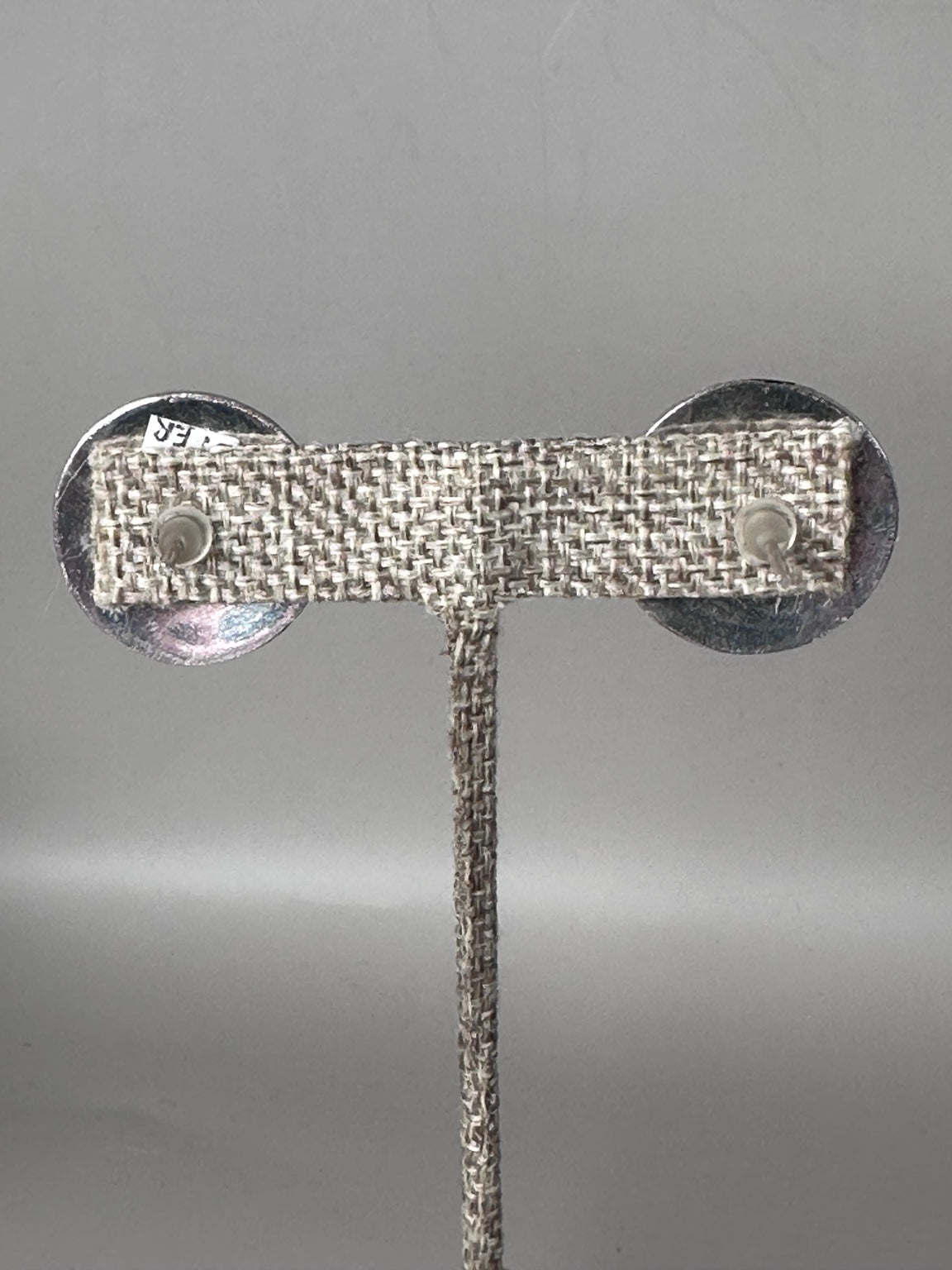 Vintage sterling silver floral stud earrings reverse view