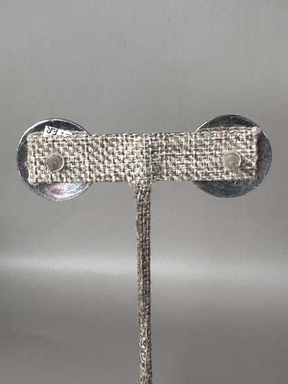 Vintage sterling silver floral stud earrings reverse view
