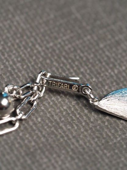 Trifari modernist silver-tone collar necklace full view