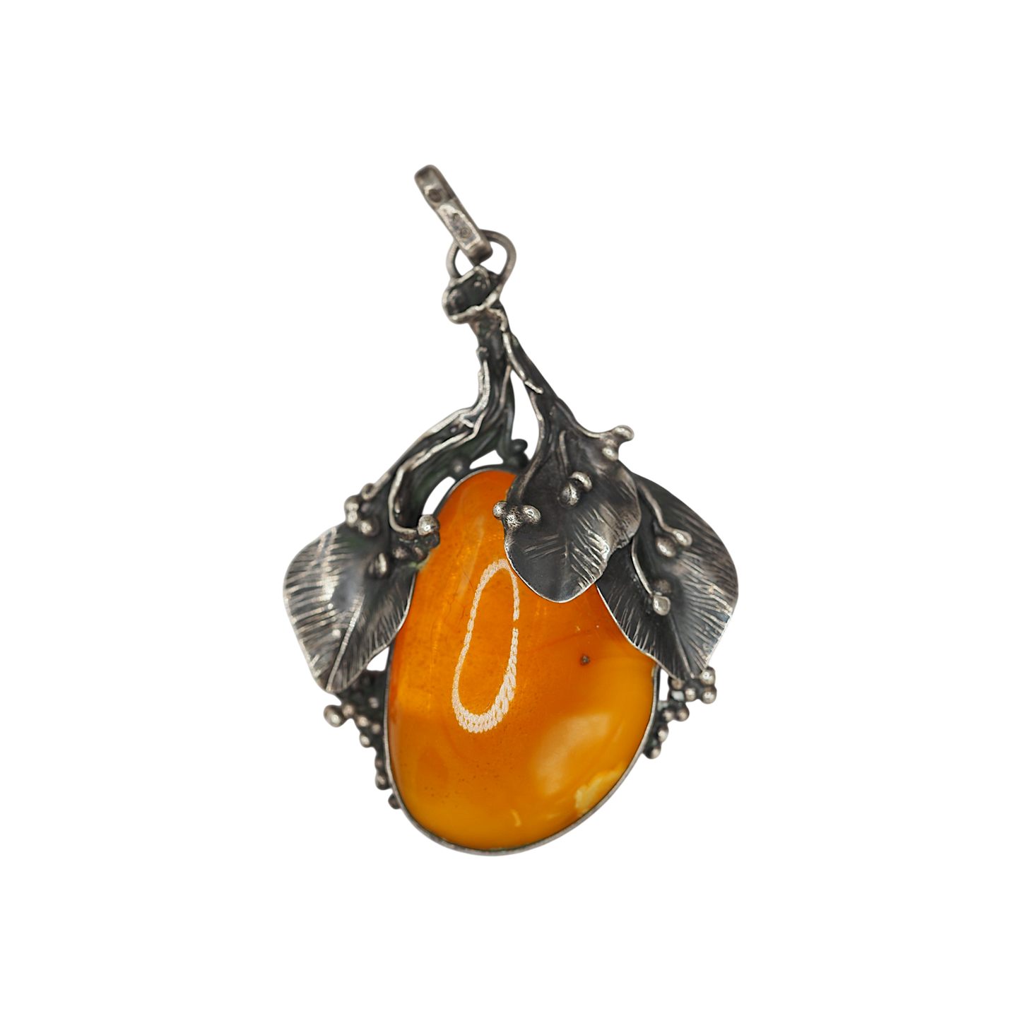 Warsaw hallmarked 800 silver Baltic amber statement pendant