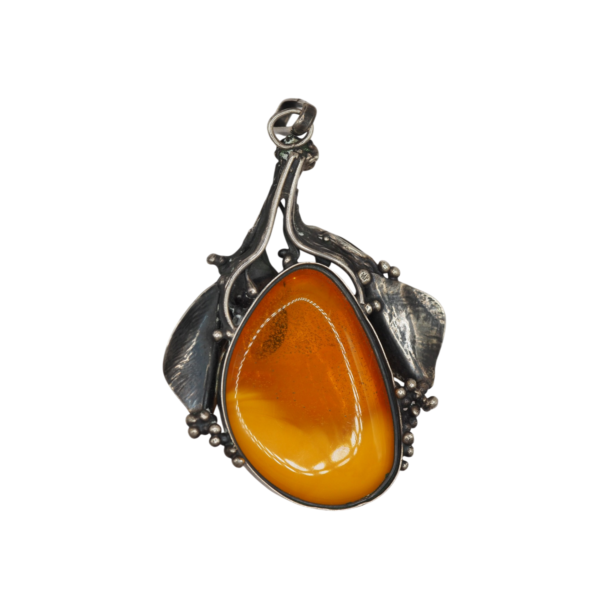 Vintage Polish amber pendant, 3.25 inches, collector piece