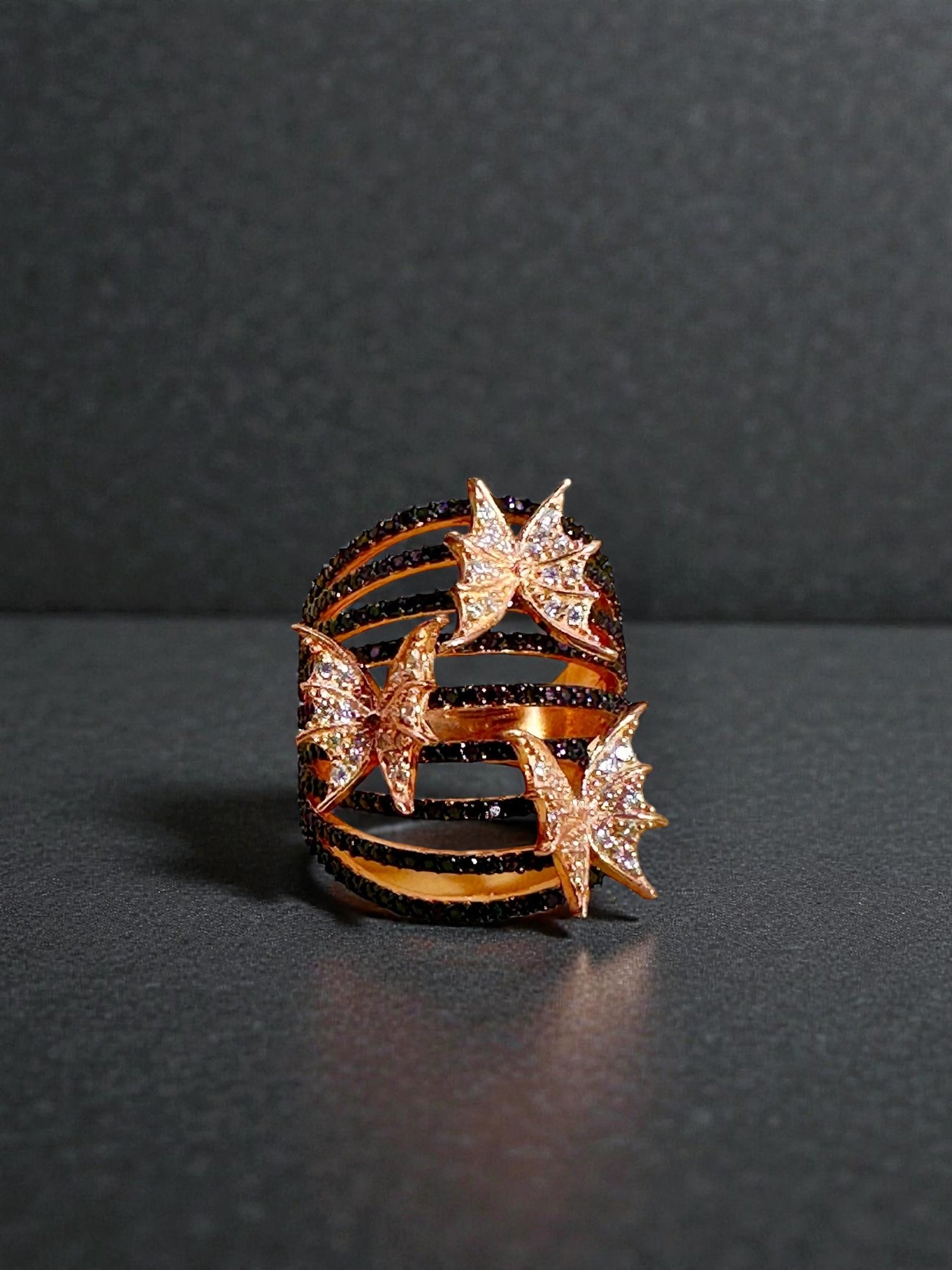 Smoky Swarovski Butterfly Statement Ring