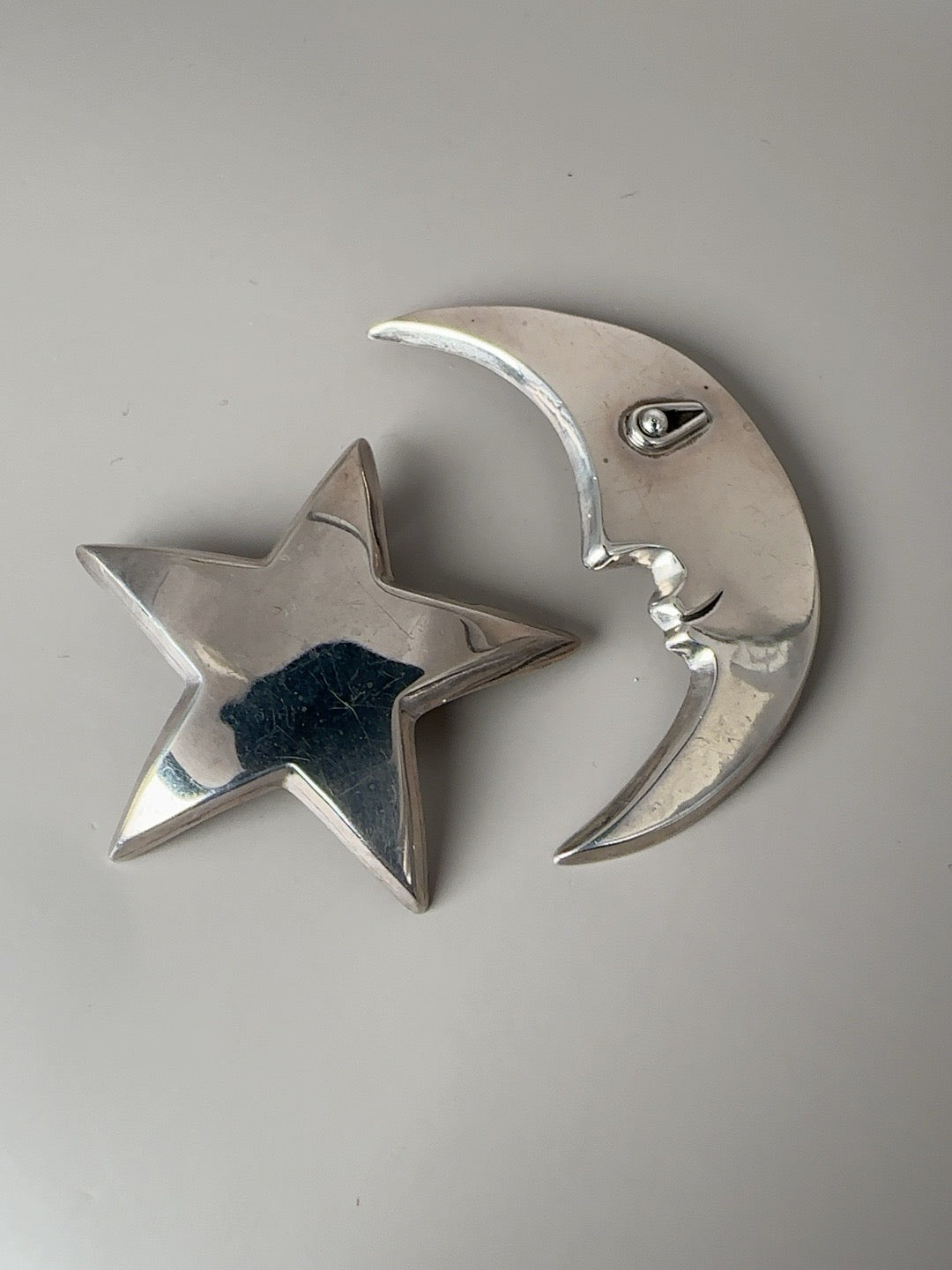 Vintage Taxco sterling modernist star brooch pendant detail