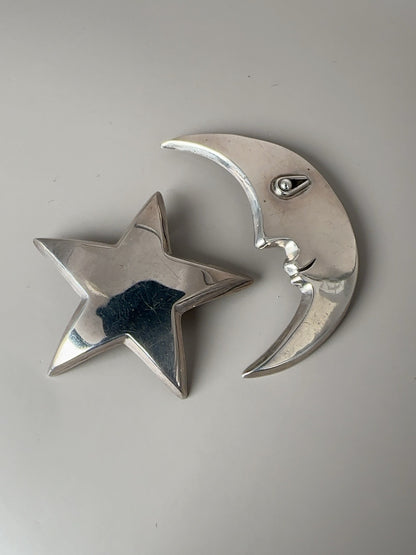 Vintage Taxco sterling modernist star brooch pendant detail
