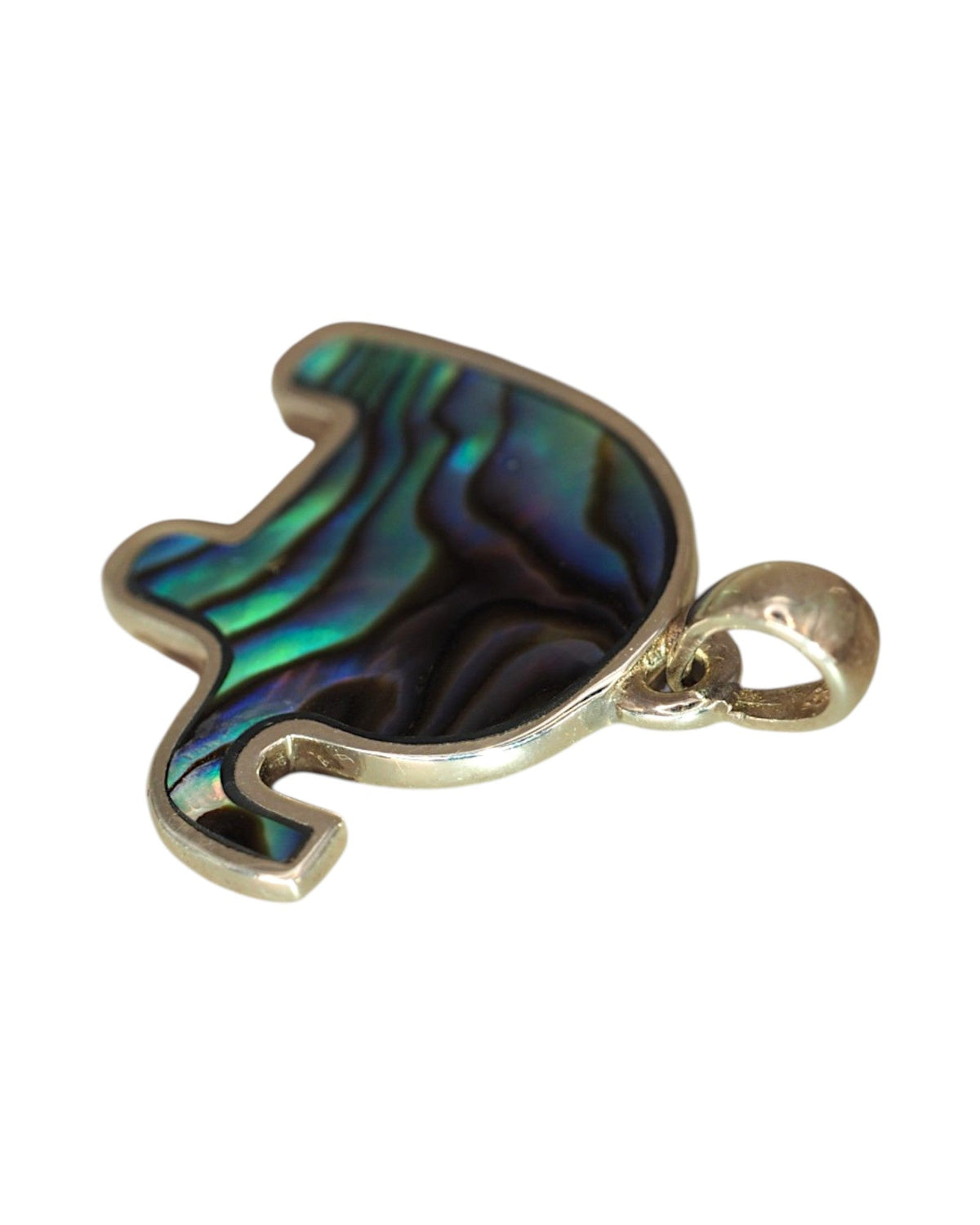 Abalone Elephant Pendant in Sterling Silver, Small Animal Charm Pendant - GlamGram NYC