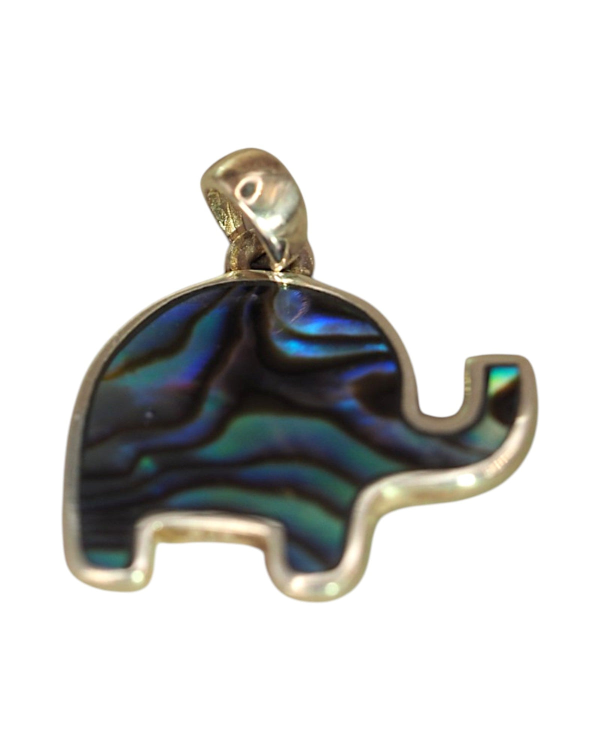 Abalone Elephant Pendant in Sterling Silver, Small Animal Charm Pendant - GlamGram NYC