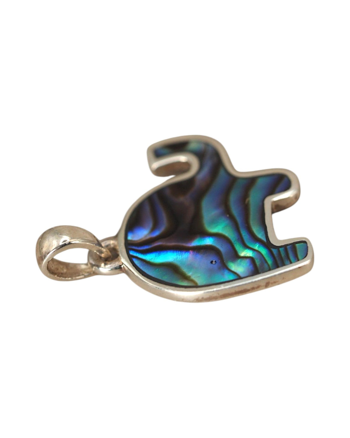 Abalone Elephant Pendant in Sterling Silver, Small Animal Charm Pendant - GlamGram NYC
