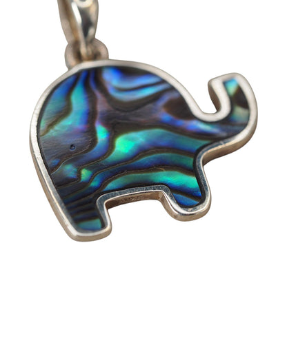 Abalone Elephant Pendant in Sterling Silver, Small Animal Charm Pendant - GlamGram NYC