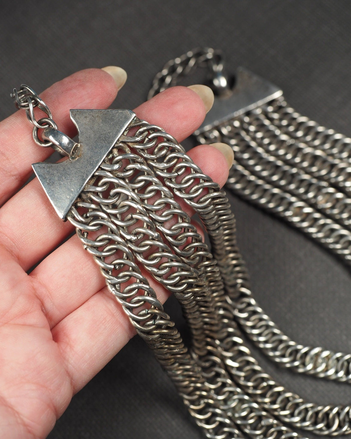 Antique Egyptian .800 Silver Four-Strand Spiral Link Necklace 1920–1921 Necklace - GlamGram NYC