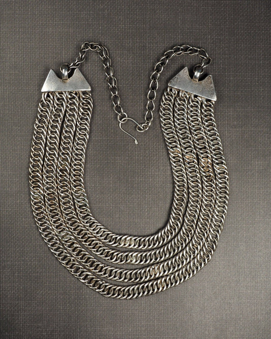 Antique Egyptian .800 Silver Four-Strand Spiral Link Necklace 1920–1921 Necklace - GlamGram NYC