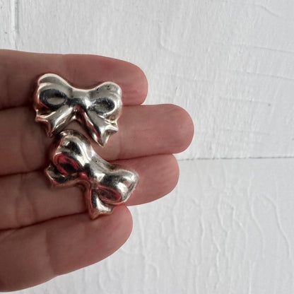 Charming Bow Sterling Silver Stud Earrings Earrings - GlamGram NYC