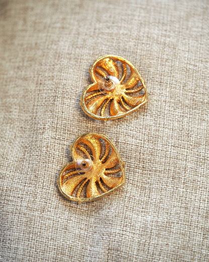 back view of both earrings showing post findings and textured gold-tone finish