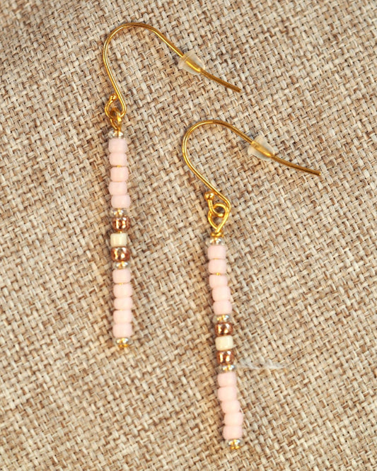 GlamGram NYC Handmade Pink Glass Bead Drop Earrings Earrings (Pierced) - GlamGram NYC