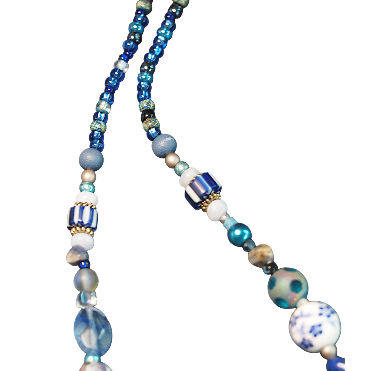 GlamGram Original Blue Owl Mixed-Media Artisan Beaded Necklace Necklace - GlamGram NYC