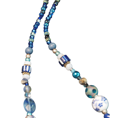 GlamGram Original Blue Owl Mixed-Media Artisan Beaded Necklace Necklace - GlamGram NYC