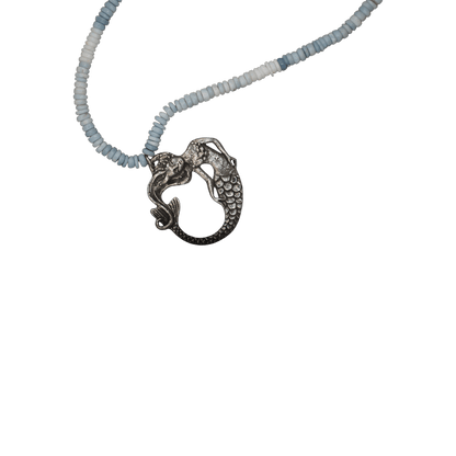 GlamGram Original Green Girl Studios Mermaid Pewter and Peruvian Opal Beaded Necklace Necklace - GlamGram NYC