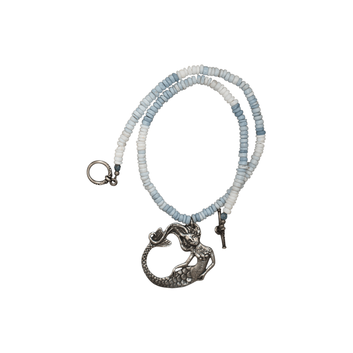 GlamGram Original Green Girl Studios Mermaid Pewter and Peruvian Opal Beaded Necklace Necklace - GlamGram NYC