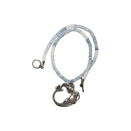 GlamGram Original Green Girl Studios Mermaid Pewter and Peruvian Opal Beaded Necklace Necklace - GlamGram NYC