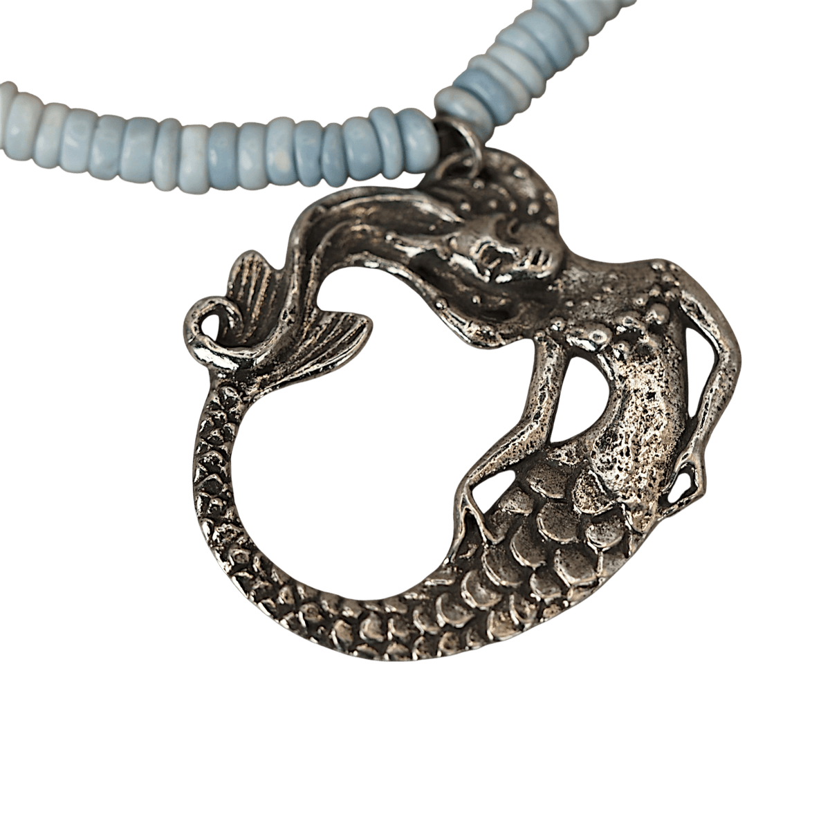 GlamGram Original Green Girl Studios Mermaid Pewter and Peruvian Opal Beaded Necklace Necklace - GlamGram NYC