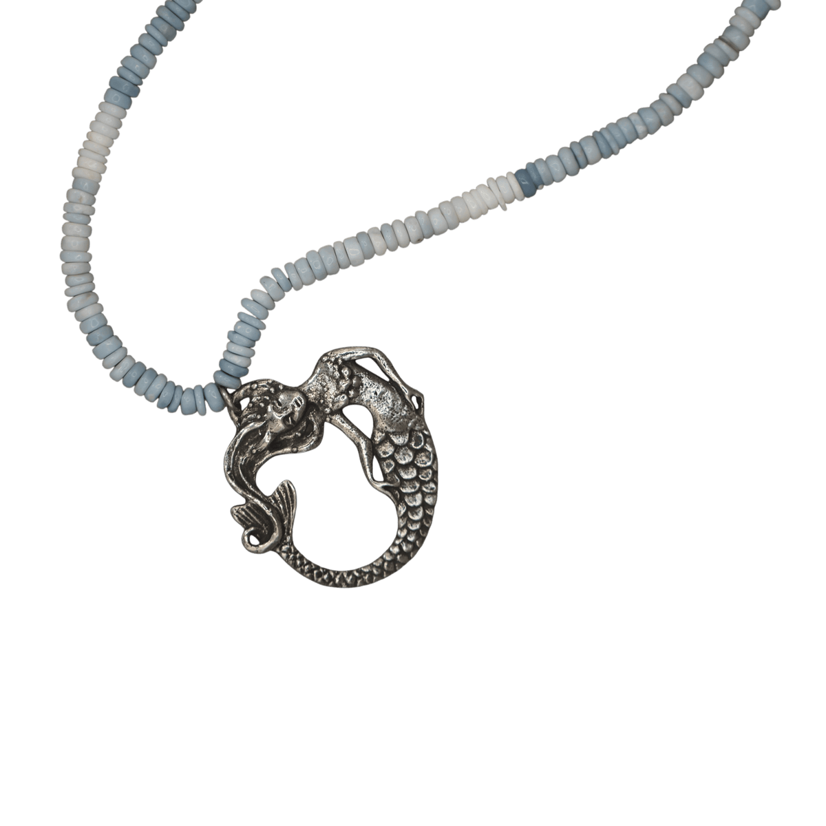 GlamGram Original Green Girl Studios Mermaid Pewter and Peruvian Opal Beaded Necklace Necklace - GlamGram NYC
