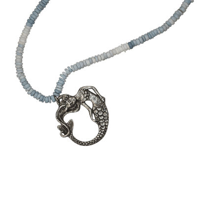 GlamGram Original Green Girl Studios Mermaid Pewter and Peruvian Opal Beaded Necklace Necklace - GlamGram NYC