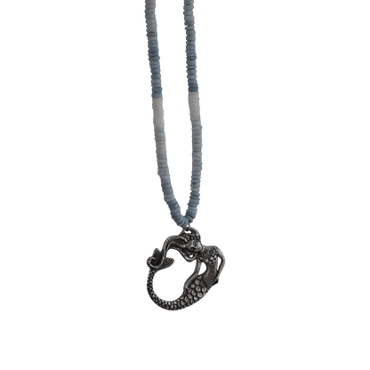 GlamGram Original Green Girl Studios Mermaid Pewter and Peruvian Opal Beaded Necklace Necklace - GlamGram NYC