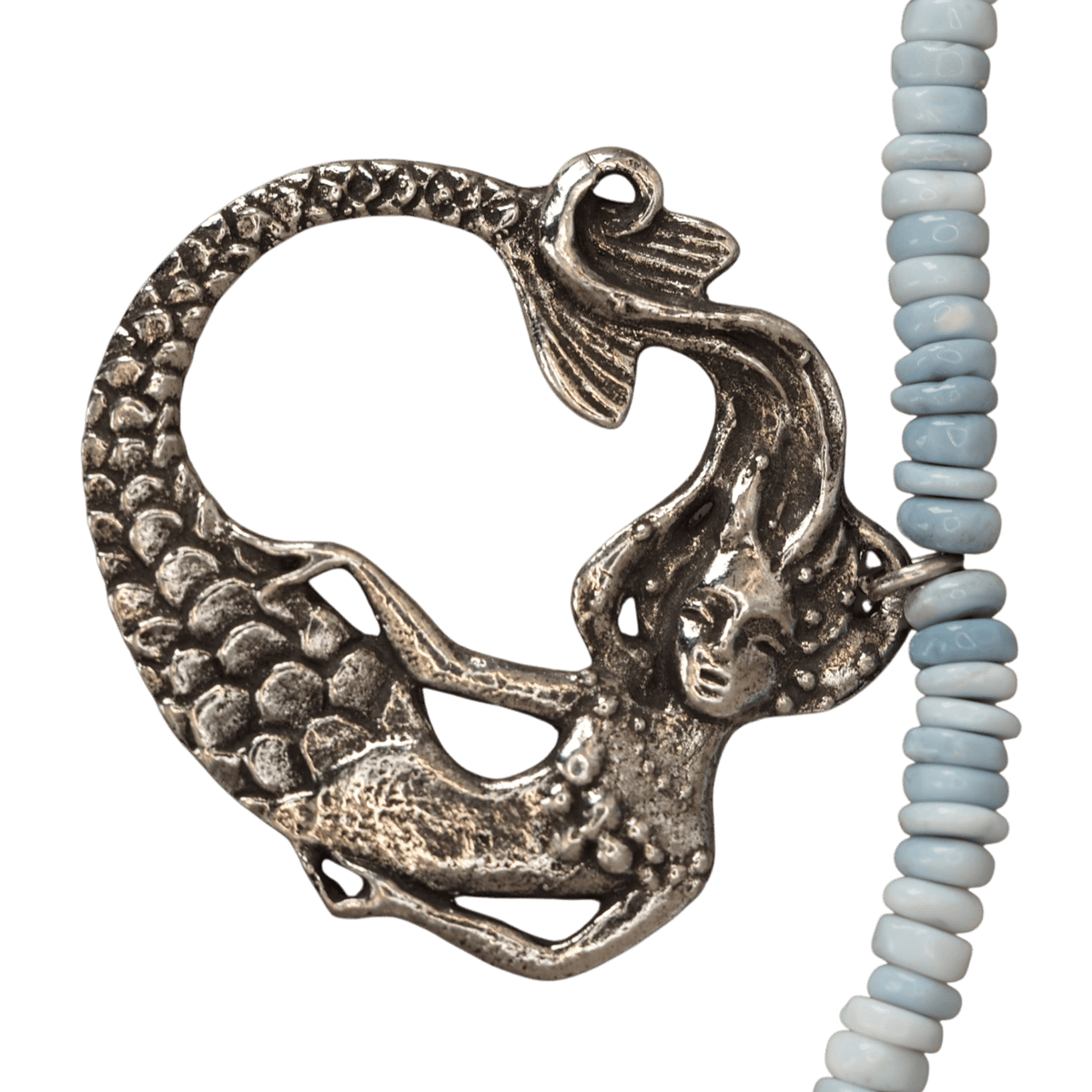 GlamGram Original Green Girl Studios Mermaid Pewter and Peruvian Opal Beaded Necklace Necklace - GlamGram NYC