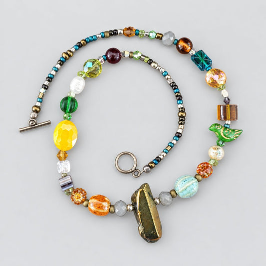 GlamGram Original Handmade Multicolor Beaded Necklace, Czech Glass, Japanese Seed Beads, Vintage Beads, Crystal Necklace - GlamGram NYC