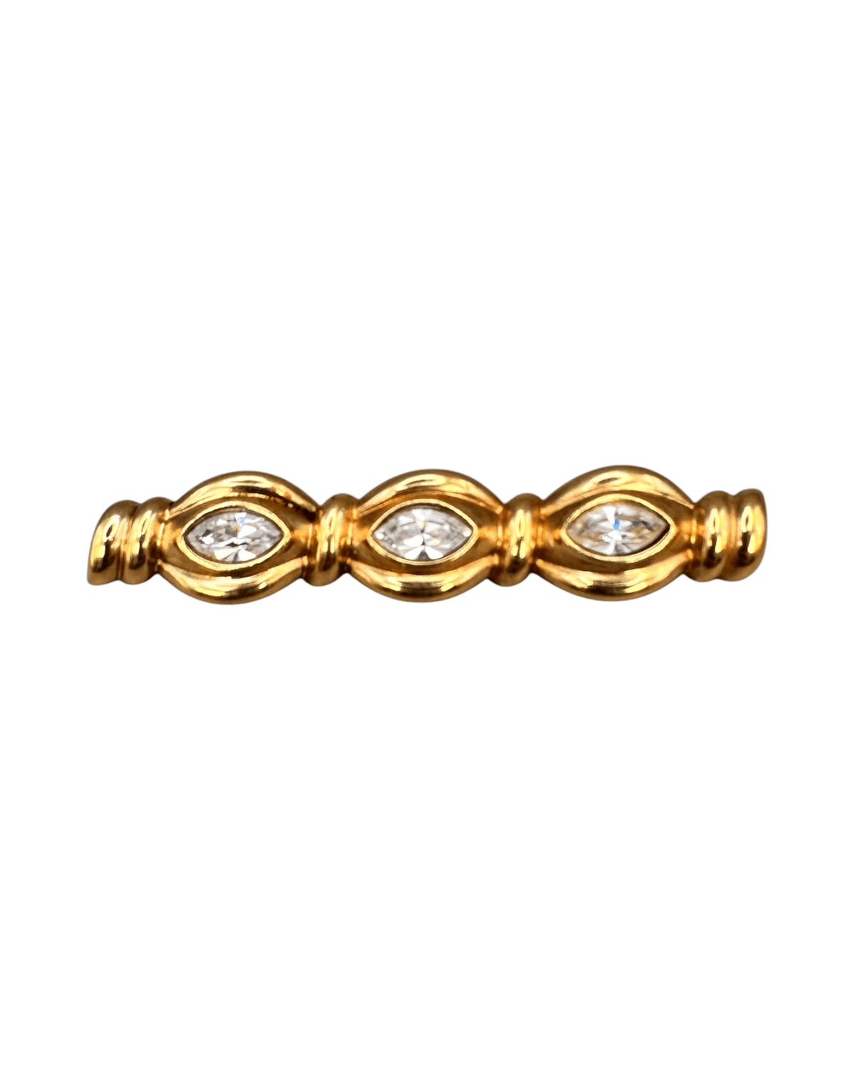 Gold-Tone Crystal Bar Pin, Bezel-Set Rhinestone Brooch Brooch - GlamGram NYC