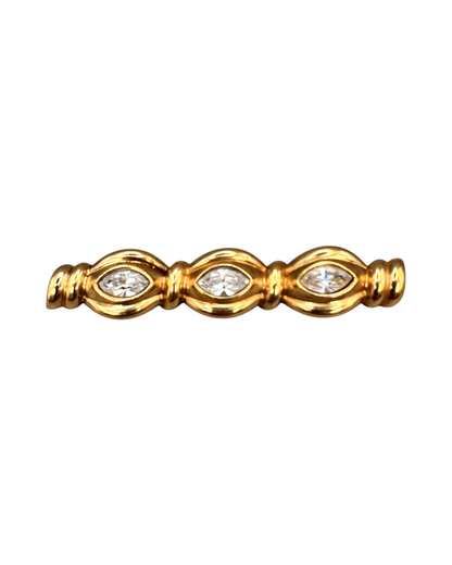 Gold-Tone Crystal Bar Pin, Bezel-Set Rhinestone Brooch Brooch - GlamGram NYC