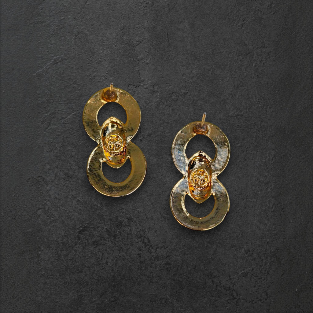 Gold Tone Faux Link Post Drop Earrings Earrings - GlamGram NYC
