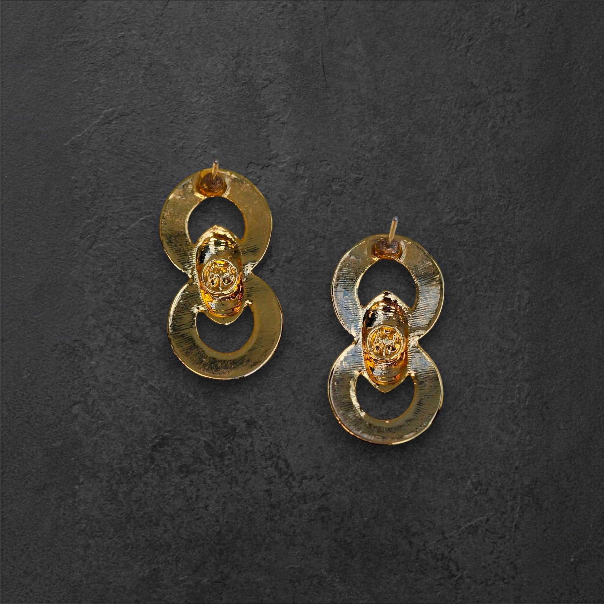 Gold Tone Faux Link Post Drop Earrings Earrings - GlamGram NYC