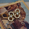 Gold Tone Faux Link Post Drop Earrings Earrings - GlamGram NYC