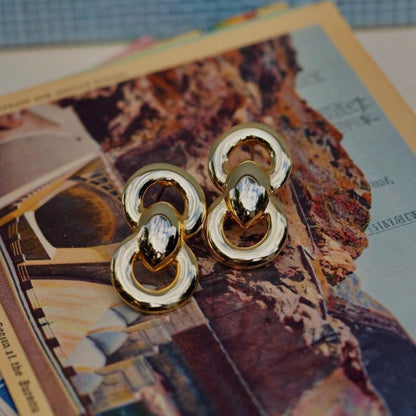 Gold Tone Faux Link Post Drop Earrings Earrings - GlamGram NYC