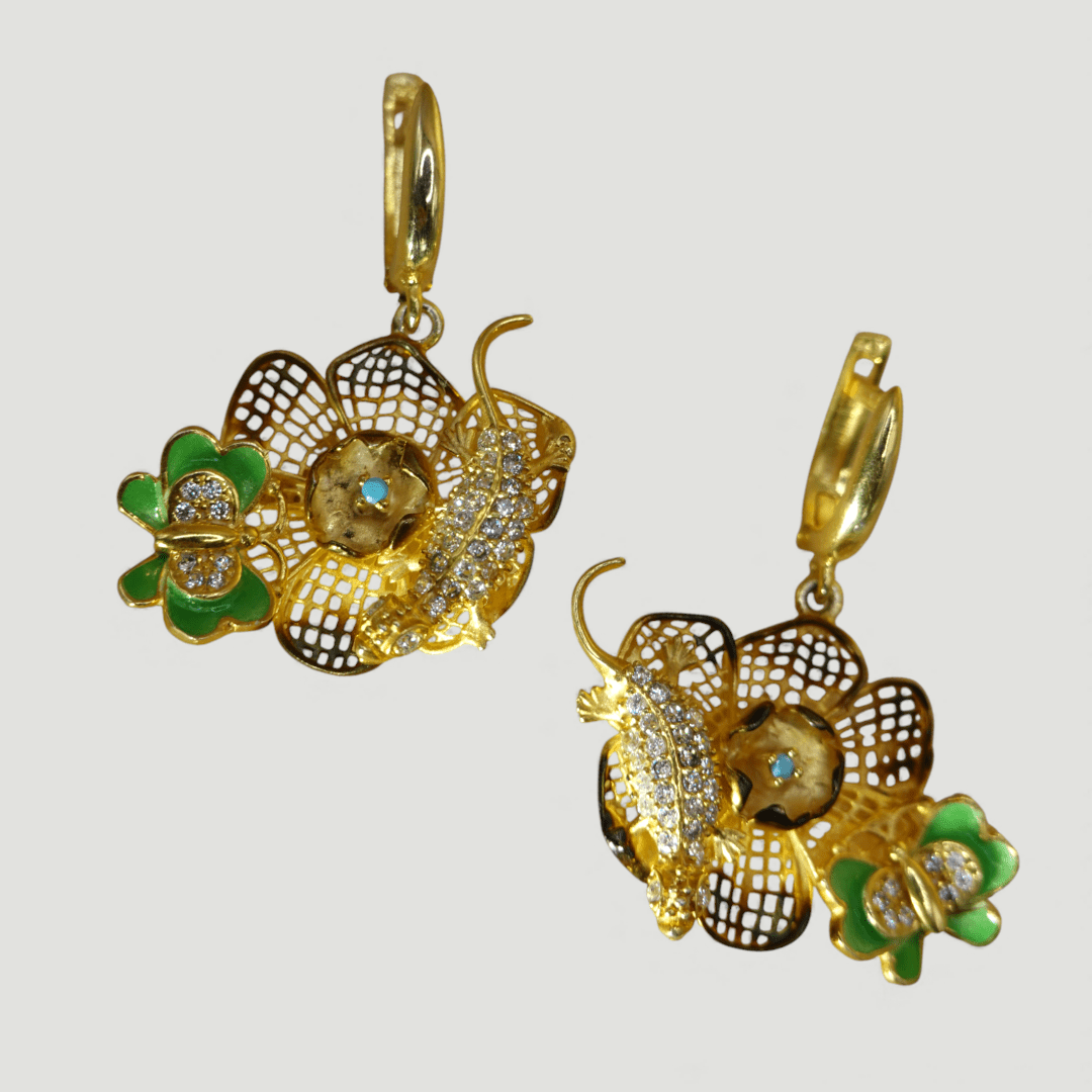 Golden Filigree Flower Earrings Earrings - GlamGram NYC