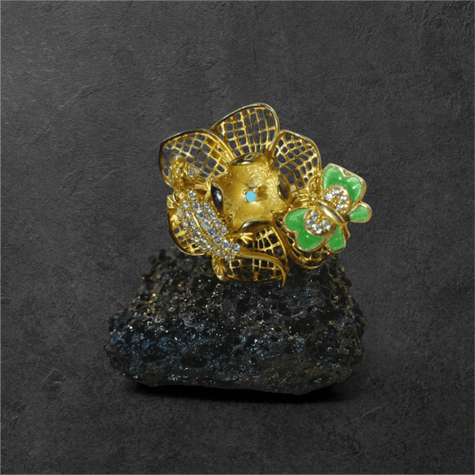 Golden Filigree Flower Ring Ring - GlamGram NYC