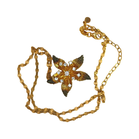 Handmade Star Flower Necklace, CZ Pendant on Gold Filled Chain, Sterling Silver Celestial Jewelry, Cottagecore Gift for Her Necklace - GlamGram NYC