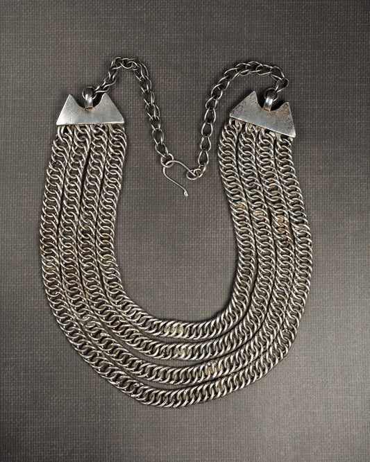 Antique Egyptian .800 silver four-strand spiral-link necklace dated 1920–1921
