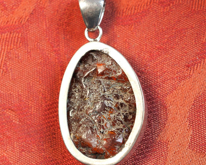 Large Sterling Silver Amber Freeform Pendant 2.25 Inch Pendant - GlamGram NYC