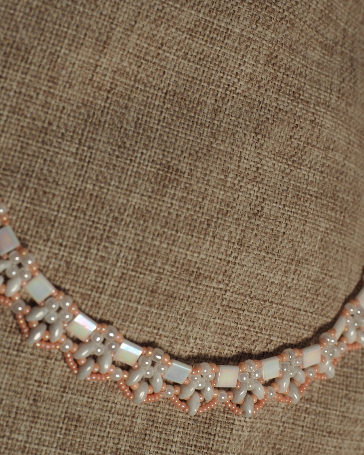 Pink Glass Beaded Collar Necklace, Japanese Seed Bead 17 Inch, Iridescent Artisan Jewelry, Coquette Romantic Gift for Her Necklace - GlamGram NYC