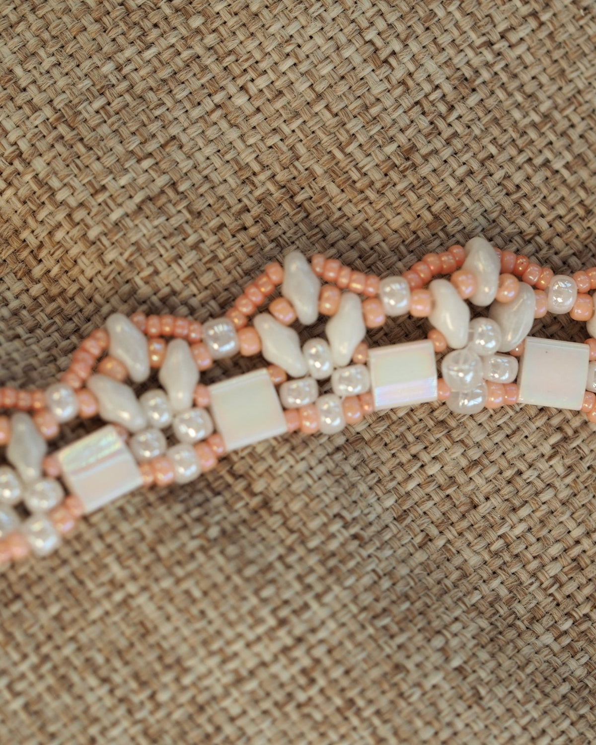 Pink Glass Beaded Collar Necklace, Japanese Seed Bead 17 Inch, Iridescent Artisan Jewelry, Coquette Romantic Gift for Her Necklace - GlamGram NYC